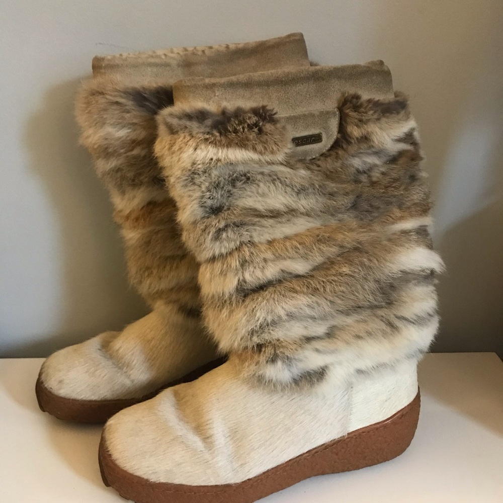 Oscar Cream Fur Apres-Ski Boots